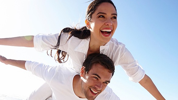 Woman man flying -